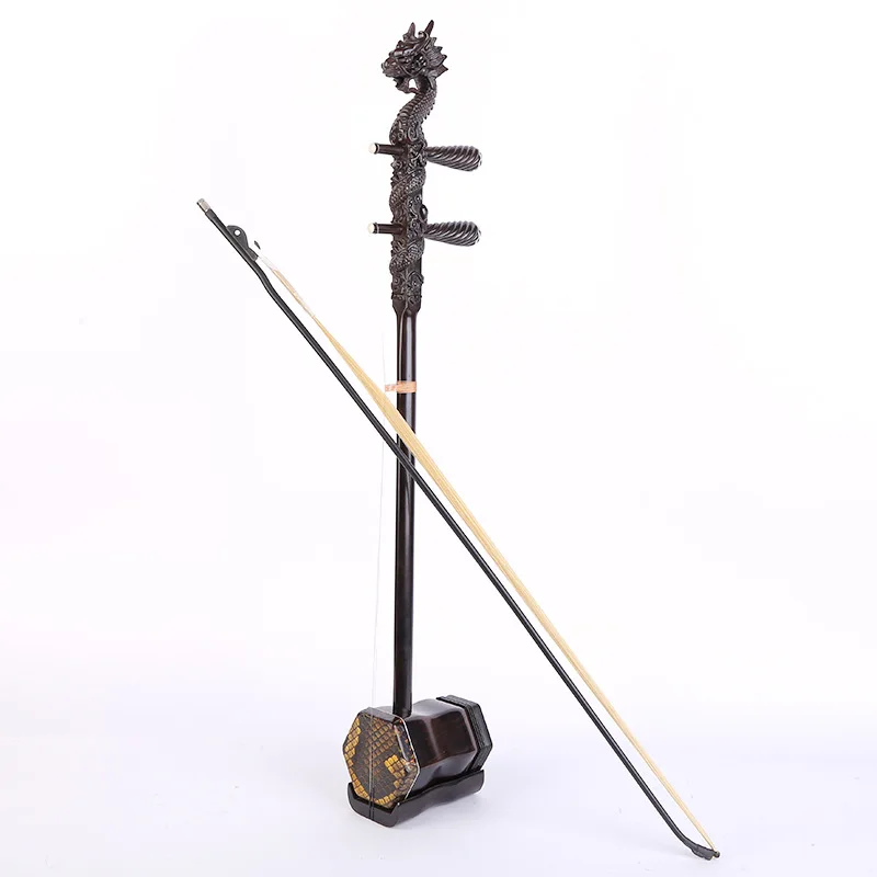 

Ebony Wooden Erhu Dragon Head Creative Handmade Chinese Ethnic Style Professional String Musical Instruments for Beginners 2021