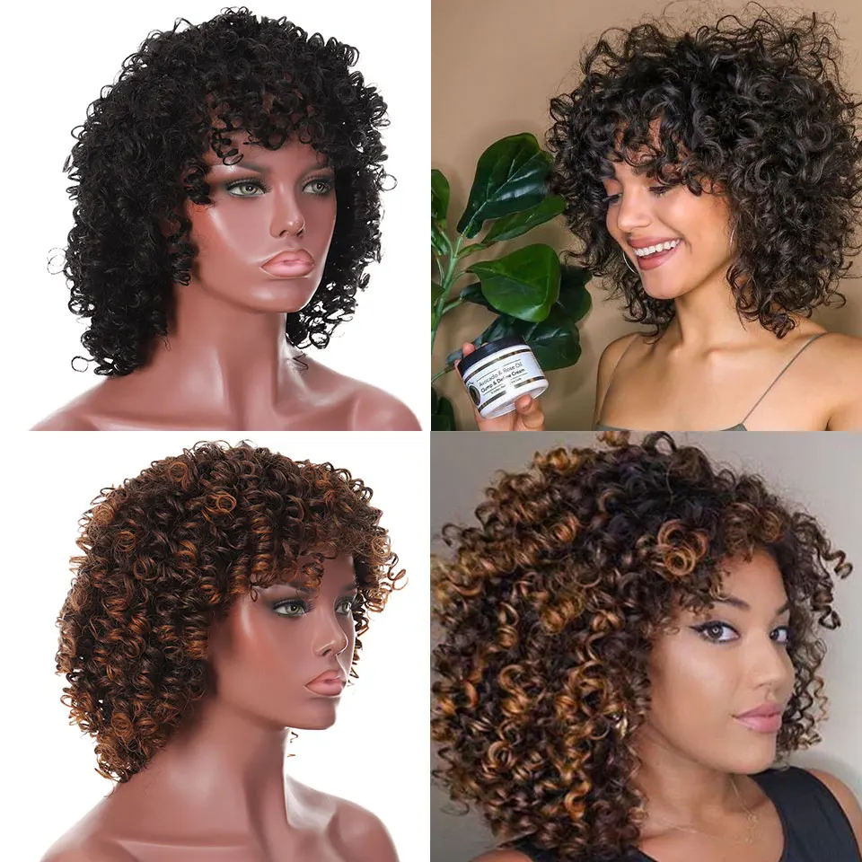 MUMUPI Afro Kinky Curly Wig Synthetic Wigs for Women Black Natural Afro High Temperature Hair 2color Available