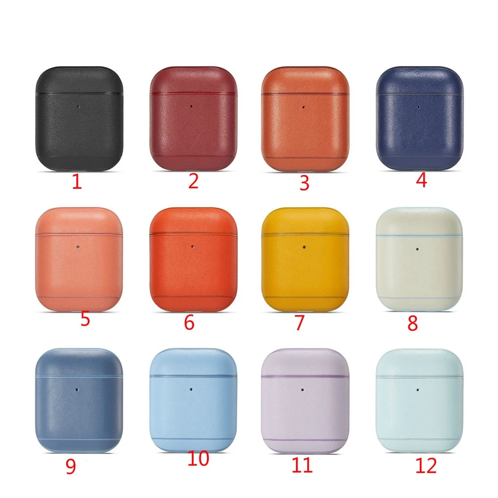 جراب airpod من السيليكون ، حافظة شحن لاسلكية من الجلد الطبيعي لسماعات البلوتوث