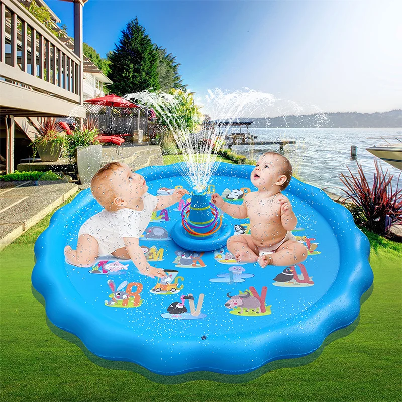 New Water Spray Mat Outdoor Lawn Water Play Game Mat Children's Water Spray Letter Mat Inflatable Frog Fountain Baby Play Mat