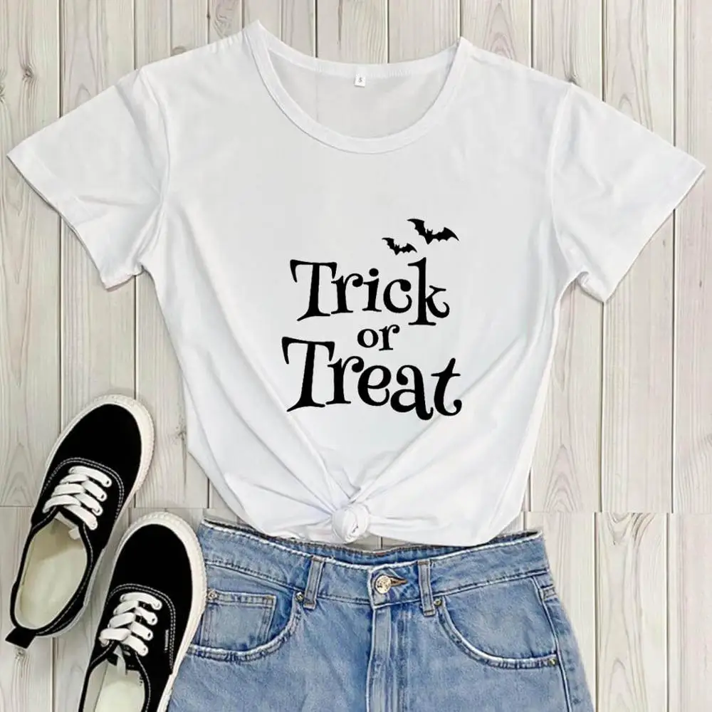 trick or treat Halloween Shirt New Arrival Casual 100%Cotton Funny T Shirt Halloween Party Shirt Gift for Friends