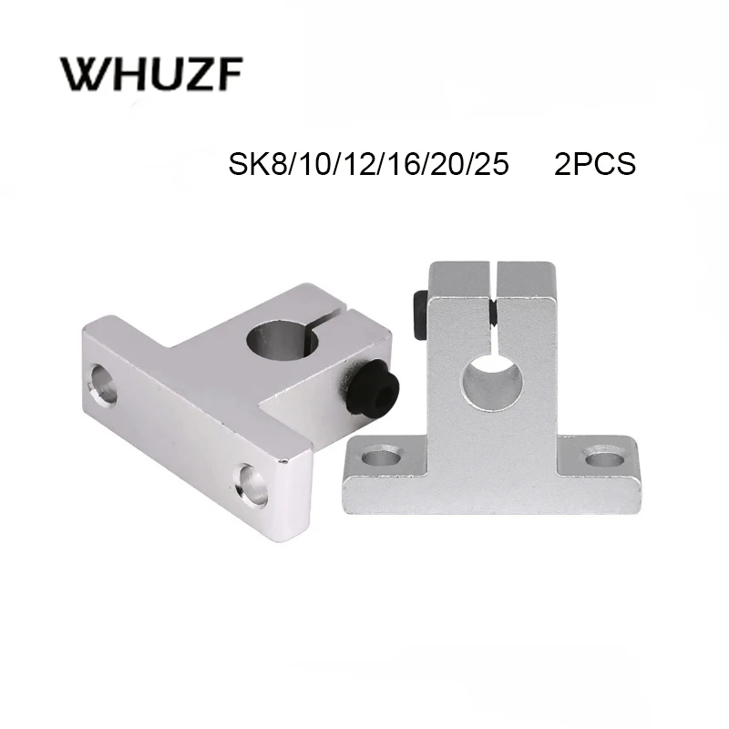 2pcS SK8 SK10 SK12 SK16 SK20 SK25 SH8 8/10/12/16/20/25mm Linear Ball Bearing Rail shaft Side Blocks Support Table CNC 3D Printer