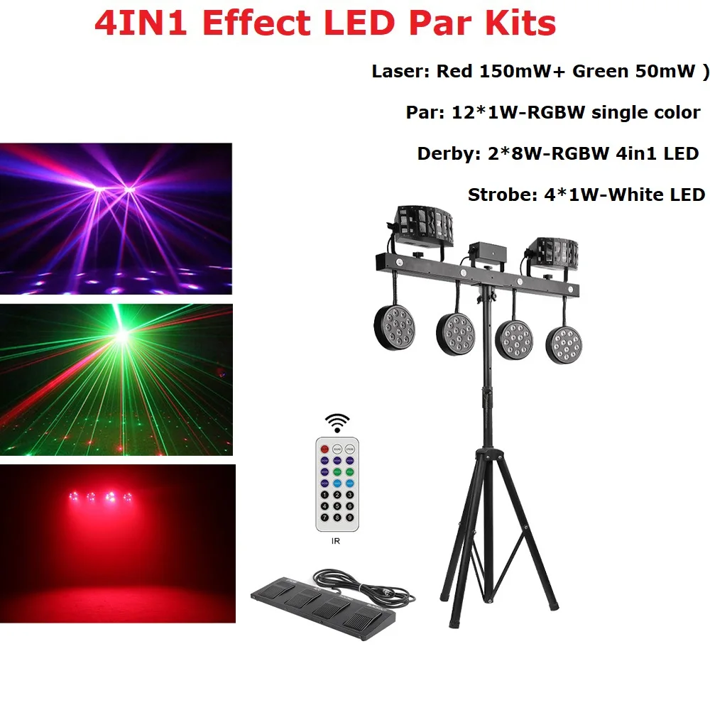 

New Light Stand LED 4 Par Combined Effect Light Stage Lighting Derby Strobe Wash Laser Light Effect Party Lighting For Bar Disco