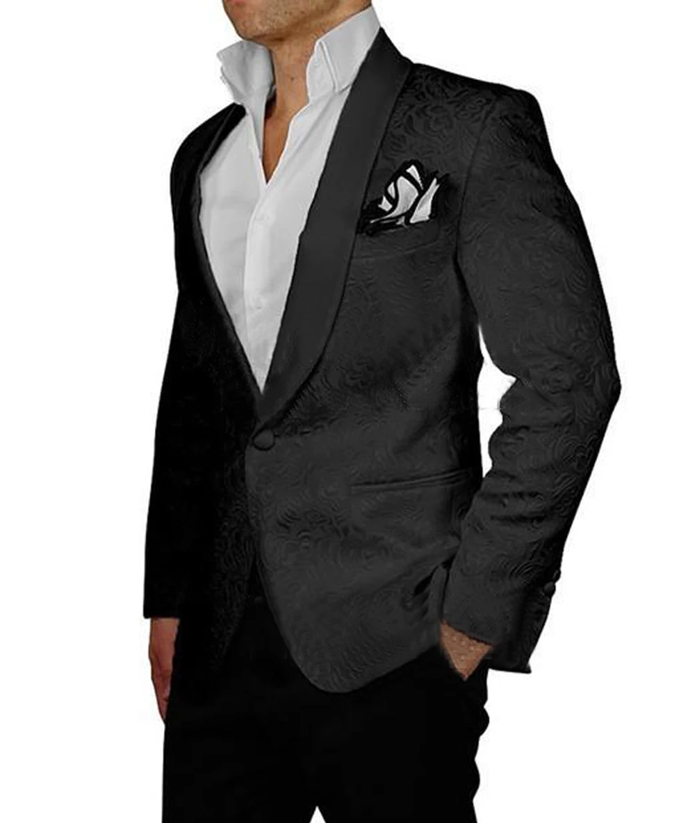 

High Quality 2 Pieces Black Men Suits Formal Wedding Suits Slim Fit Best Man Mens Tuxedos Terno Masculino