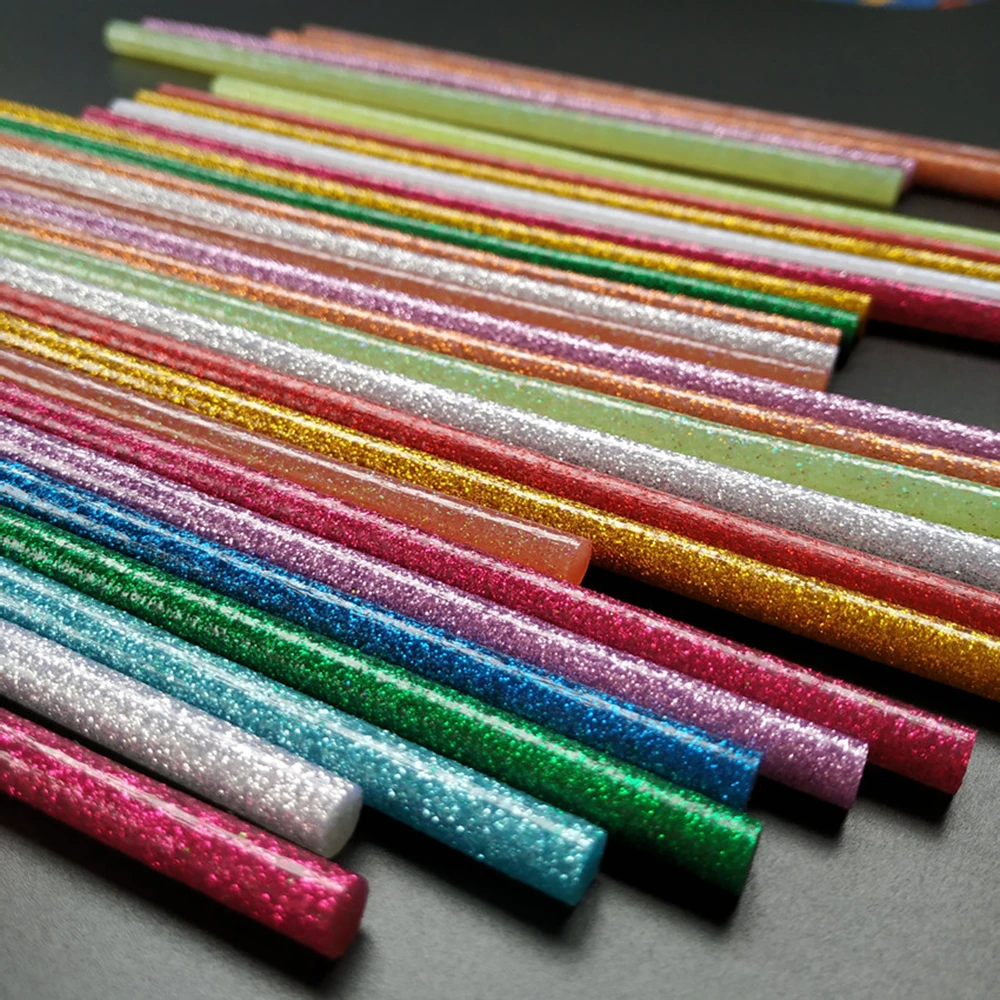 

25Pcs/lot Mixed Color glitter Hot Glue Sticks High Viscosity Electric glue gun DIY Flash Hot Melt Sticks 200mm