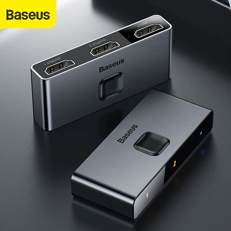 Baseus 듀얼 모드 HD 스플리터, 양방향 스위치, 디지털 조명 디스플레이, 오디오 비디오 스위칭, 4K HD 스플리터, 1-in-2 또는 2-in-1