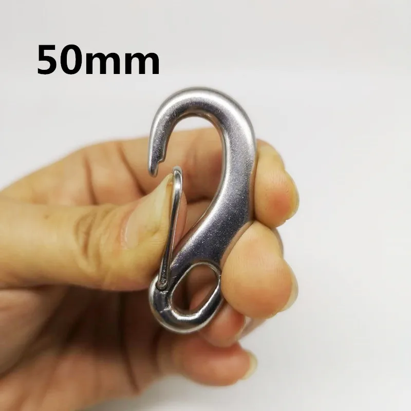 4PCS 304 Stainless Steel 100MM Gate Spring Snap Hook Clip High Polished Spring Egg Shape Snap Hook