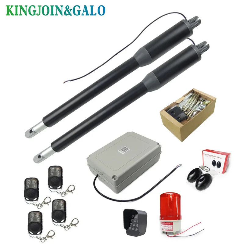 200kg-300kg swing gate linear actuator motors Kit with push button photocell alarm lamp(GSM module keypad optional)