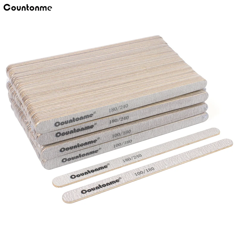 

200pcs Strong Thick Grey Nail File 100/180/240 Wooden Sticks Sandpaper Polisher Files Professional Wood Sanding Manicure Tools