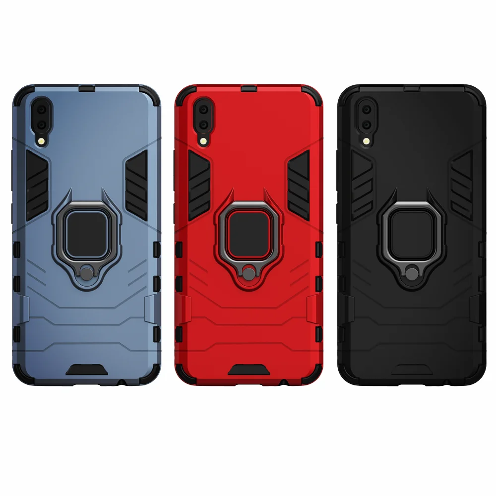 Vivo V11 케이스 충격 방지 링 스탠드 범퍼 실리콘 + PC 전화 커버, Vivo V11 V11i V 11 11i VivoV11 VivoV11i 1806 1804