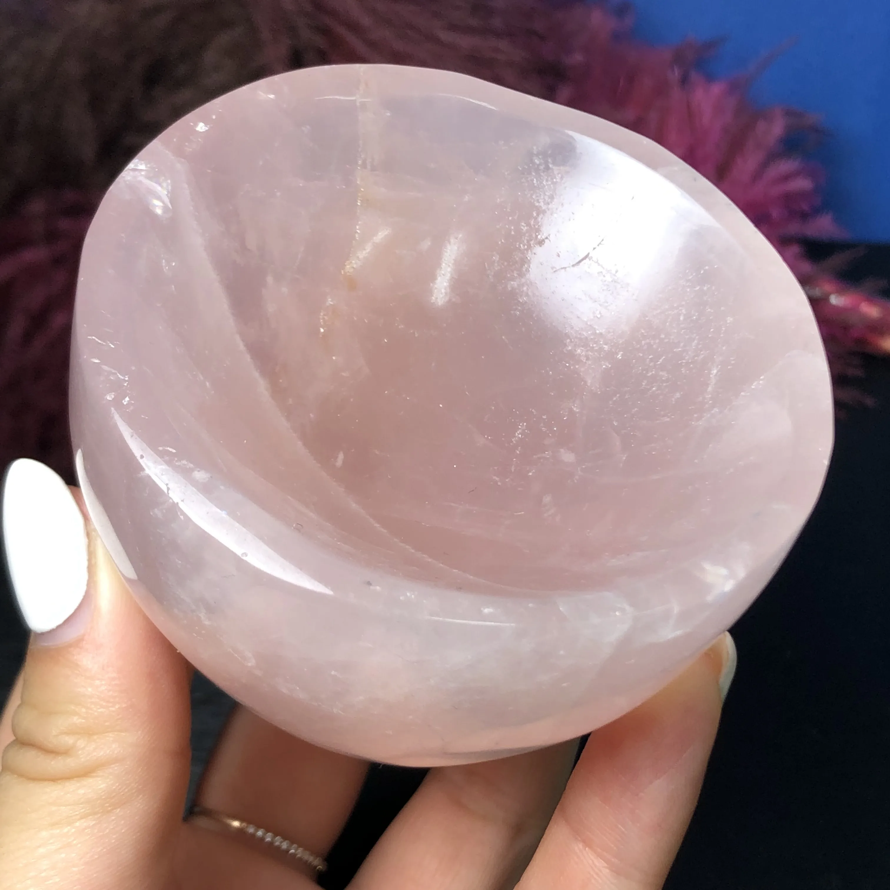 Factory Wholesale Natural Rose Quartz Stone Bowl Heart Pink Gift Carved Moon Shape Crystal Five Point Pentagram Figurine Chakra