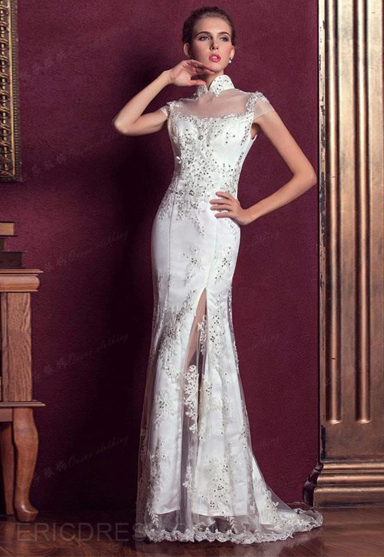 Miễn Phí Vận Chuyển Thời Trang Thiết Kế Mới Srê 2018 Vestidos Formales Cổ Cao Chất Lượng Tốt Cô Dâu Tối Mẹ Của Cô Dâu Đầm