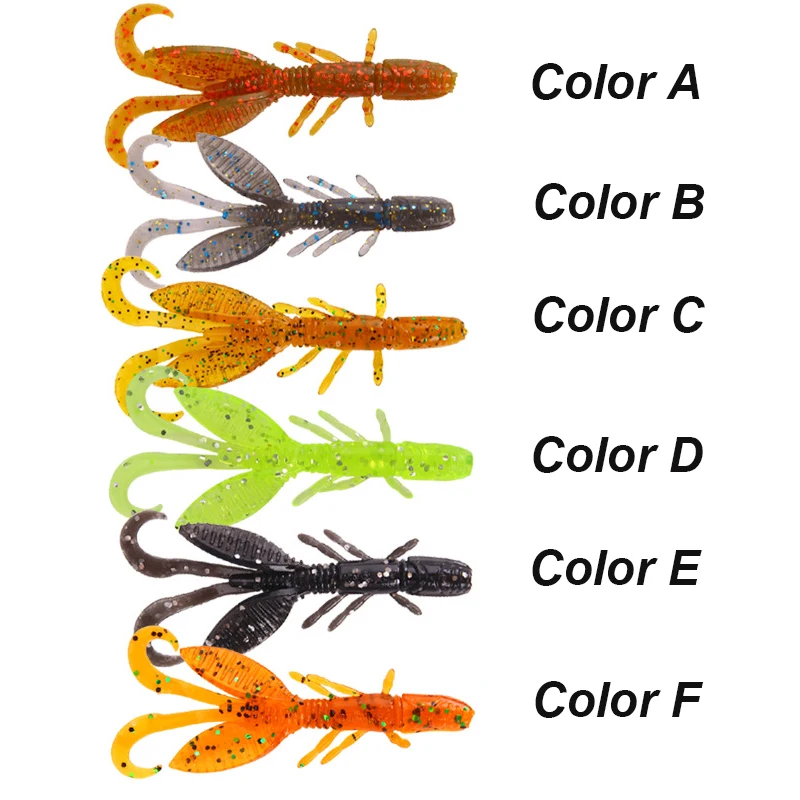 YUCONG 12PCS Rubber Shrimp Lures 5.5cm-1.4g Soft Worm Baits Silicone Larva cebos Fishing Leurre Swimbaits Weicher Köder Isca