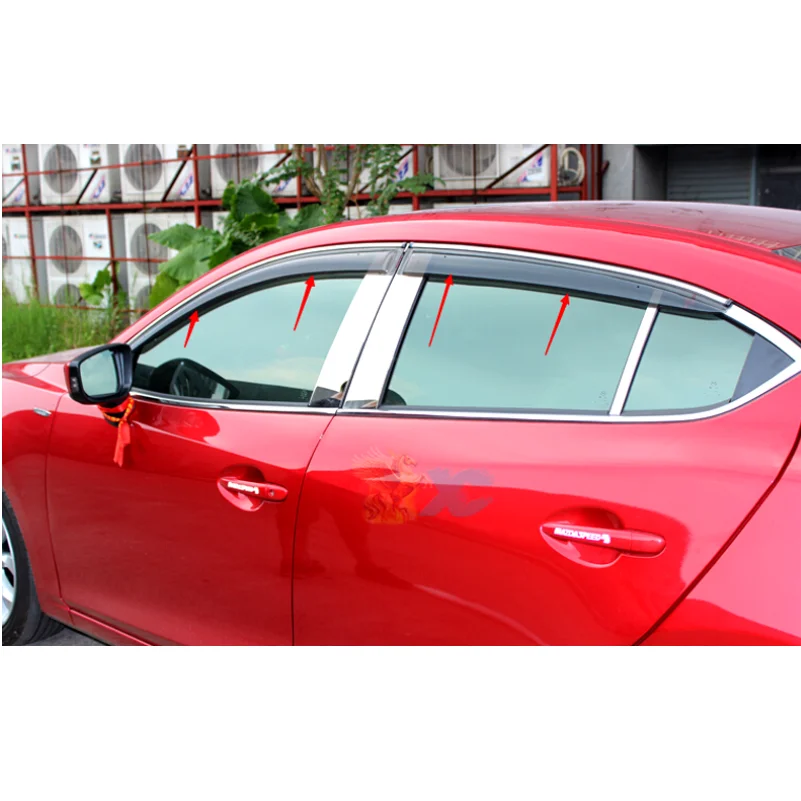 For Mazda 6 M6 Atenza 2013-2015 Window Visor Vent Shade Rain/Sun/Wind Guard Cover Exterior Awnings Shelters Parts 4pcs