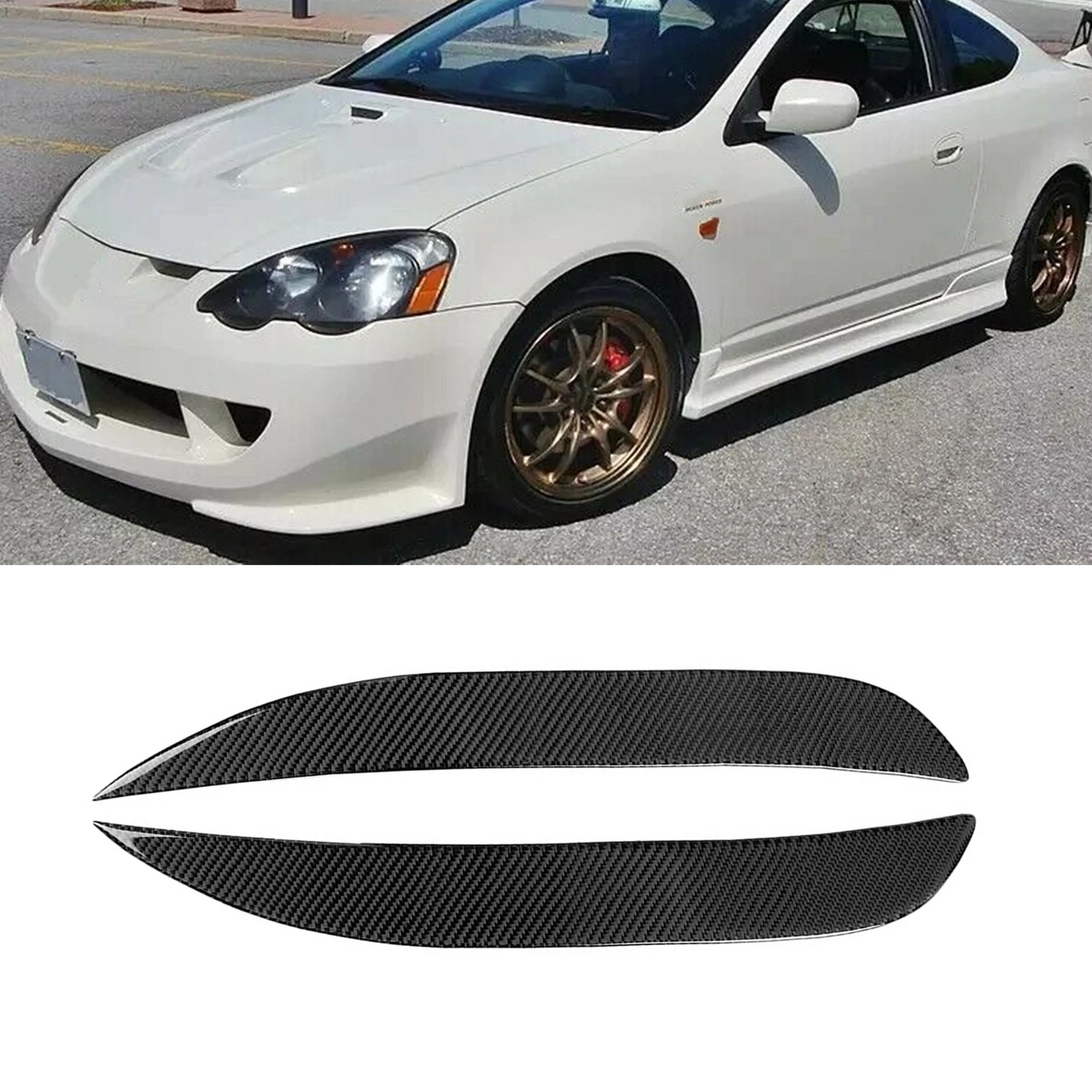 Headlamp Eyebrow Trim For Acura RSX Honda Integra DC5 2002-06 Front Head Lamp Light Cover Carbon Fiber Headlight Eyelid Sticker