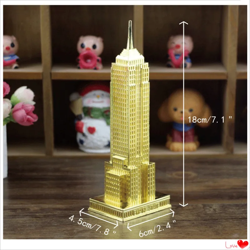 Metal Empire State Building Home Decoration Accessories Figurines American Landmark Skyscraper Miniature Model Ornaments Crafts