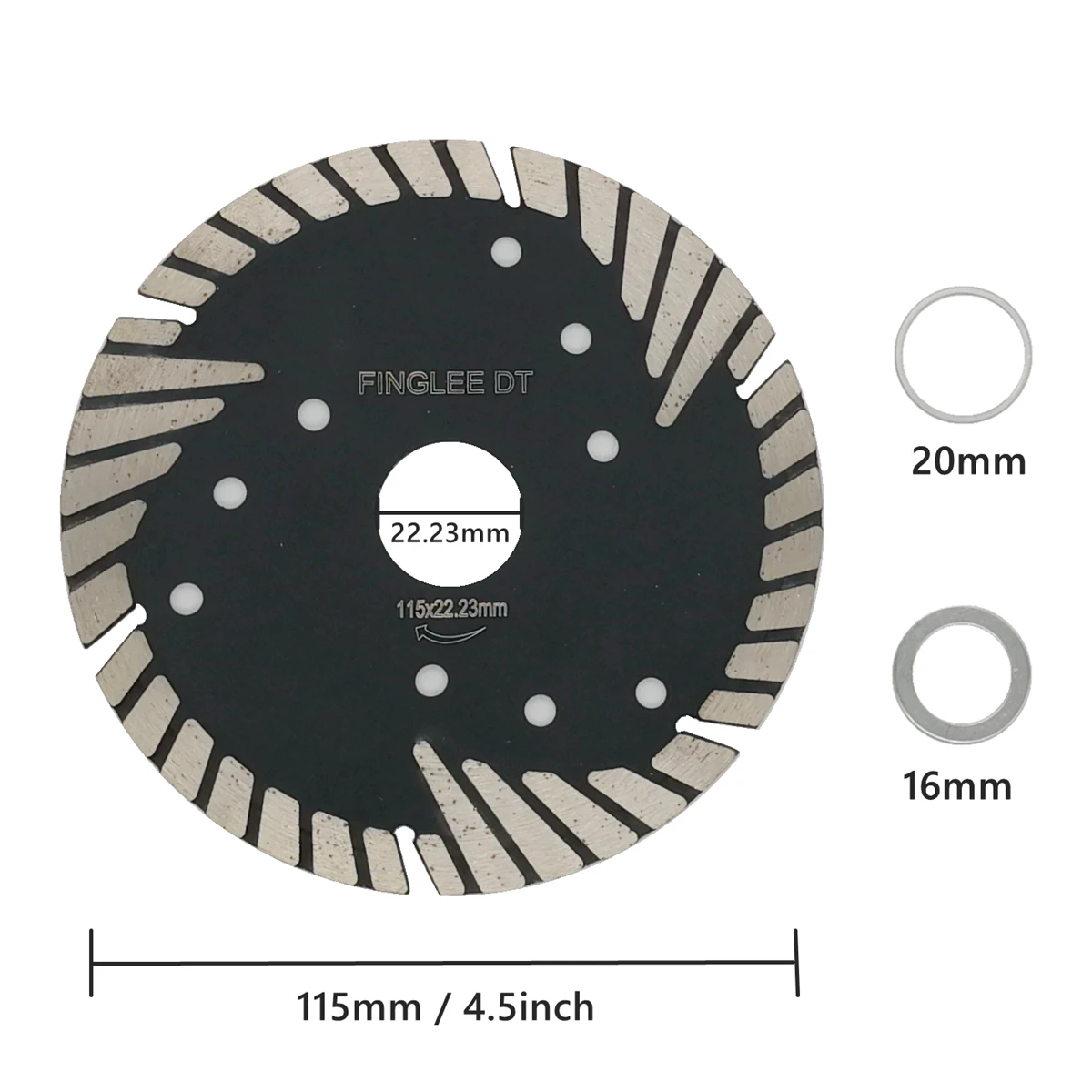 FINGLEE 4.5/5/6/7/9 inch Granite Diamond Cutting Saw Blade Cutting DiscTurbo Teeth Slant Protection for Concrete, Marble Stone