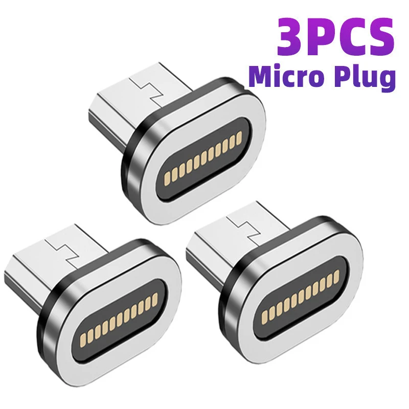 Adaptateur de câble magnétique Micro USB Type C, 11 broches, 3 pièces, pour charge rapide, compatible avec iphone Xiaomi Samsung