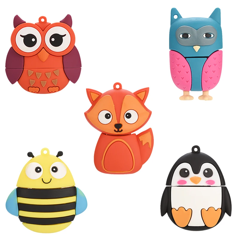 Cartoon Pendrive Owl Fox Bee USB flash drive lovely pen drive 4gb 8g 16gb 32gb 64gb animal pen drive memory stick