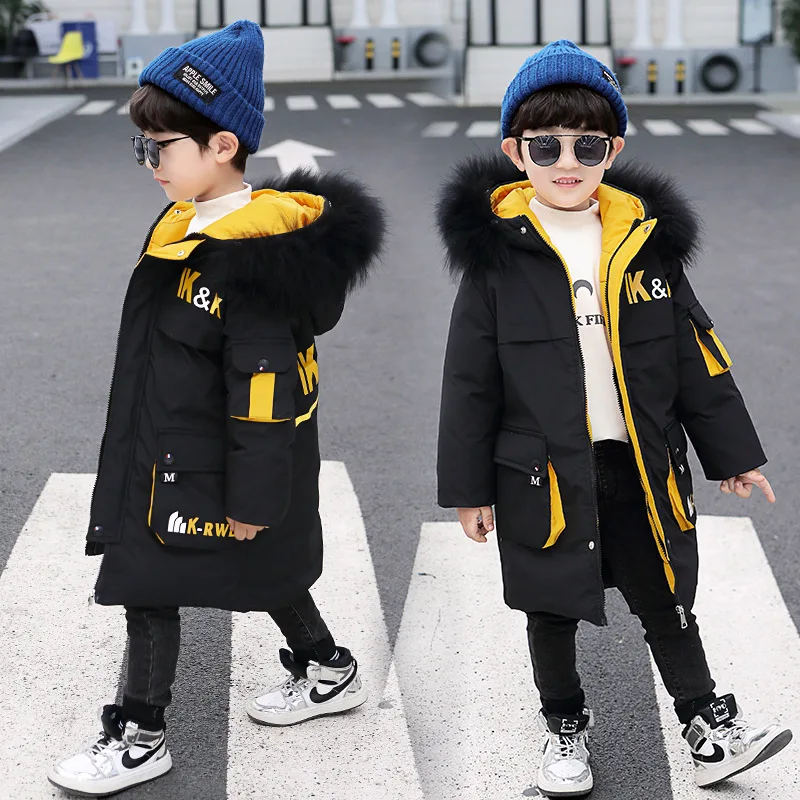 

4-15 Years Boy Parkas Winter Cotton Jacket New Fashion Warm Hooded High Quality Children Clothing