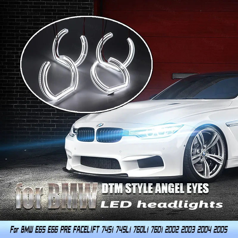 

Halo Ring Cut Style LED Angel Eye Kit Crystal Angel Eyes DTM U Shape Light for BMW E65 E66 PRE FACELIFT 2002-2005 6000K White