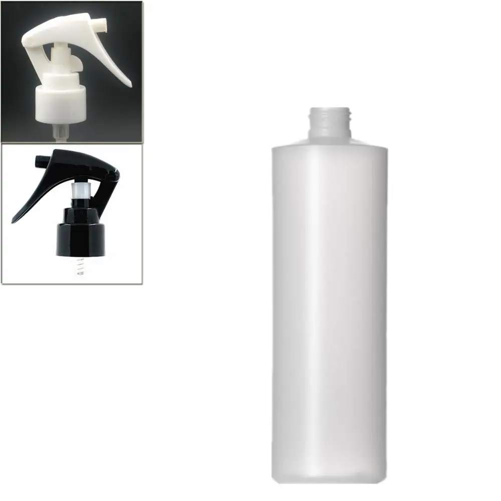 60/120ml/250/500ml 4/8oz  empty plastic soft  bottle , natural-colored HDPE cylinder round with black/white Trigger Sprayers