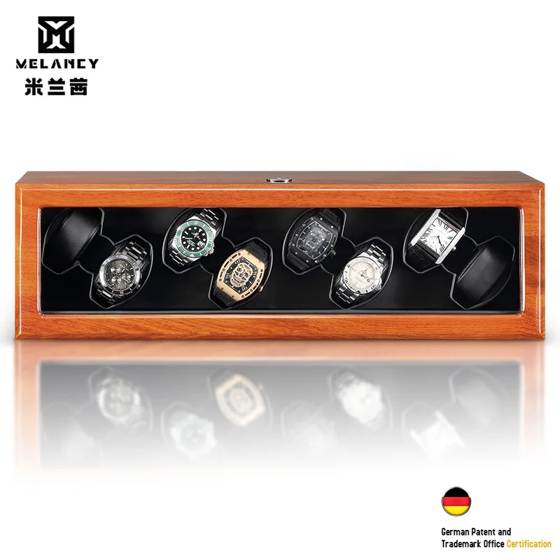 

8 Slot Automatic Watch Winder with Wood Box Quiet Japanese Mabuchi Motor Adjustable Modes Watch Storage Winding Boxes Case