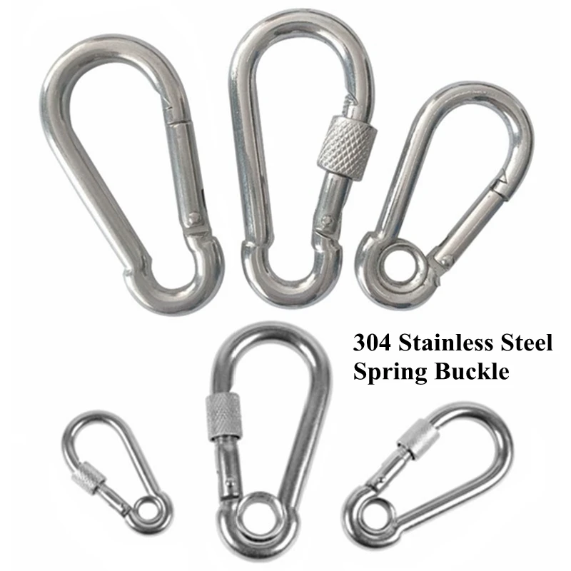 M5~M14 304 Stainless Steel Spring Buckle Wire Rope Tension Device Spring Clasp Shading Net Tarpaulin DIY Self Locking Hook