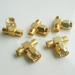 1Pcs SMA Connector Male To Two SMA Connector Female Triple T RF Adapter Connector 3 Way Splitter