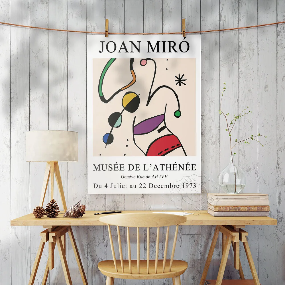 Joan Miro Exhibition Musée De L'Athenee Poster, Joan Vintage Abstract Art Prints, Miro Modern Surrealism Art Works Wall Picture