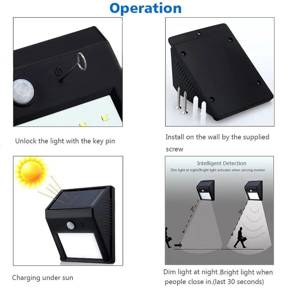 

Motion Sensor Light Outdoor 20 LEDs Solar Power Lamp Garden Street Decoration Porch Light Waterproof Night Emergency wall Lamps