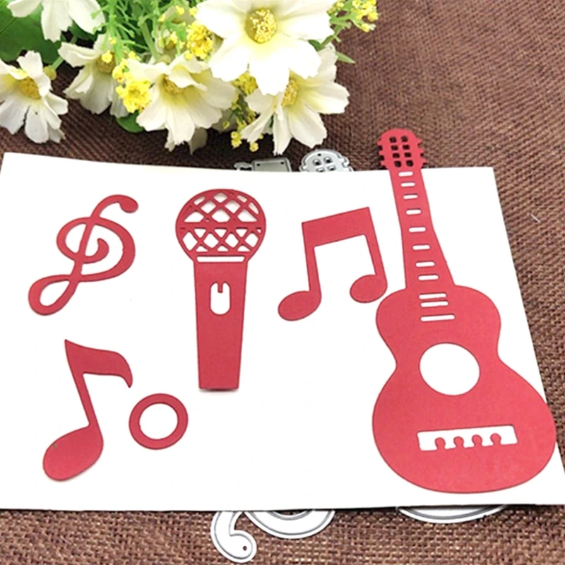 NICEFurniture Metal Cutting Dies Stencil Musical Guitar Microphone Embossing Knife Template Decorative Scrapbooking Photo Album