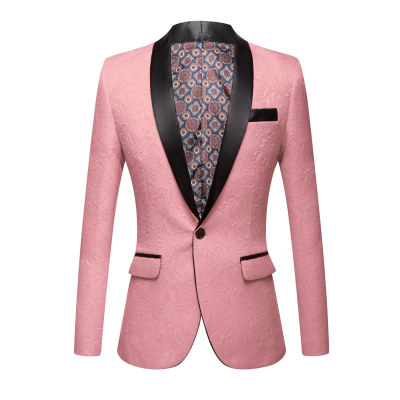 New Sutumn/Winter Pink Yellow Black White European And American Men\'s Wear Long Sleeve Heavy Jacquard Fashionable Suit Jacket