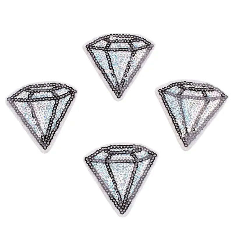 10pcs/lot Sequiend Diamond Patch Iron On Garments Stickers Sewing Jeans backpack Fabric Appliques DIY Coats Hats Pants Patches