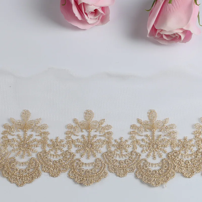 3 Yards Gold New Arrival Embroidery Lace Trim DIY Craft Sewing Supplies Skirt Hem Decoration Accessories Dolls 15cm