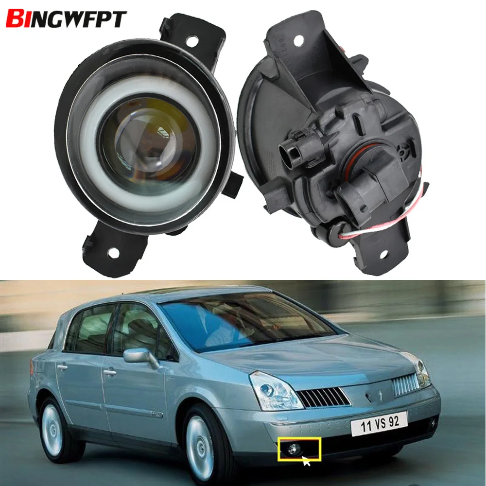 2pcs (right + left) Auto LED Fog Lamp + Angel eye light White For Renault Vel Satis 01-09 For Clio 2/II Box (SB0/1/2_) 198-2004