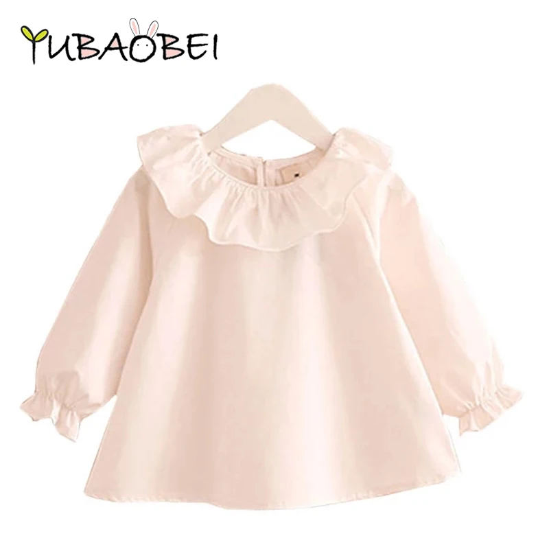 

Little Girl Shirts 2023 Spring Fashion Ruffle Neck Baby Girls Blouses Cute Long Sleeve korean Tops Kids Clothes Age 1 2 4 6 8 T