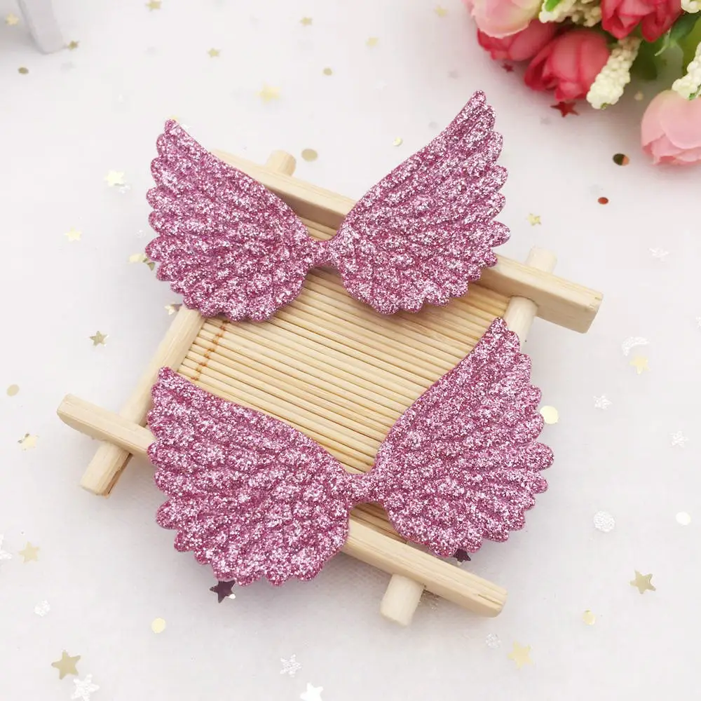 16pcs 42mm*70mm Glitter Paillette Big Angel Wings Appliques Patches Wedding DIY Hair Clip Accessories Craft Supplies A96