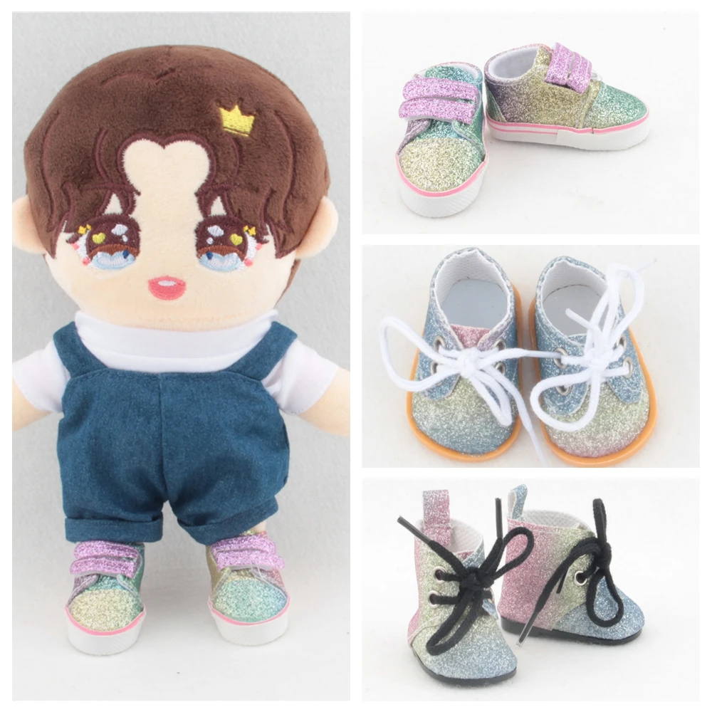 New Glitter Rainbow Color  Doll Shoes 5 Cm For 14.5 inch Dolls & 20cm EXO Stardolls & 32-34Cm Paola Reina Girl's Gift Doll Boot