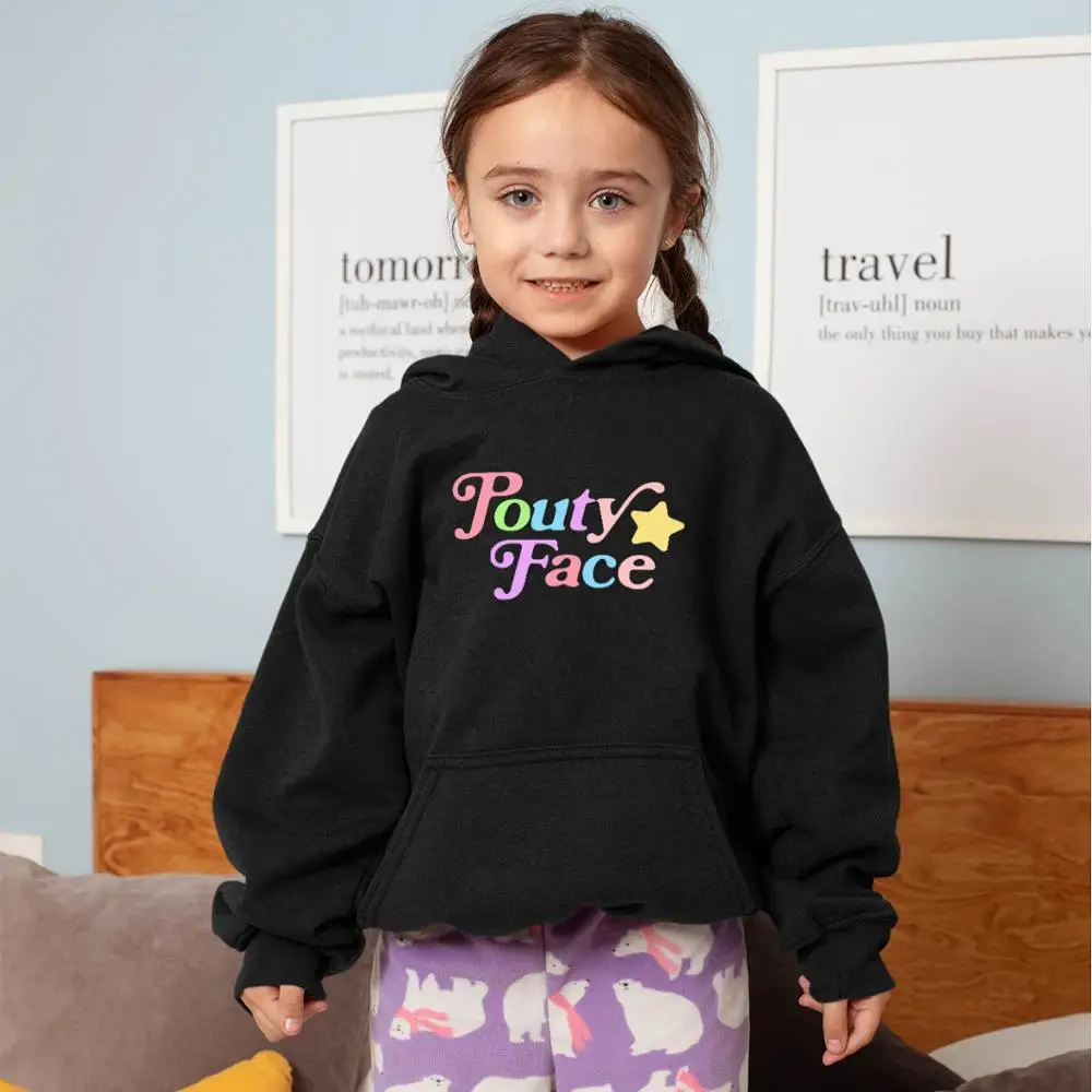 Family Clothing Kids Hoodie Addison Rae Merch Pouty Face Printed Girls Hooded Sweatshirts Casual Fleece Thicked Pullover Tops