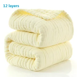 Super thick 12 layers muslin cotton new born baby receiving blanket seersucker kids infant sleeping bedding cover blanket