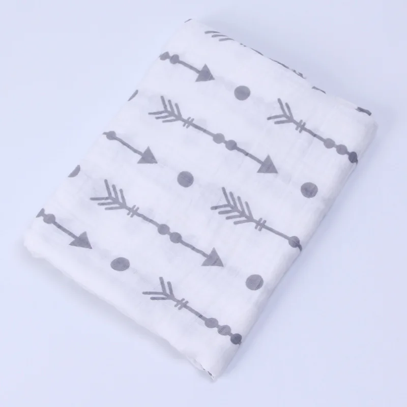 Newborn Muslin Blanket Baby Cotton Gauze Infant Swaddling Blanket Bedding Kids Bath Towel Pattern 110*110 cm