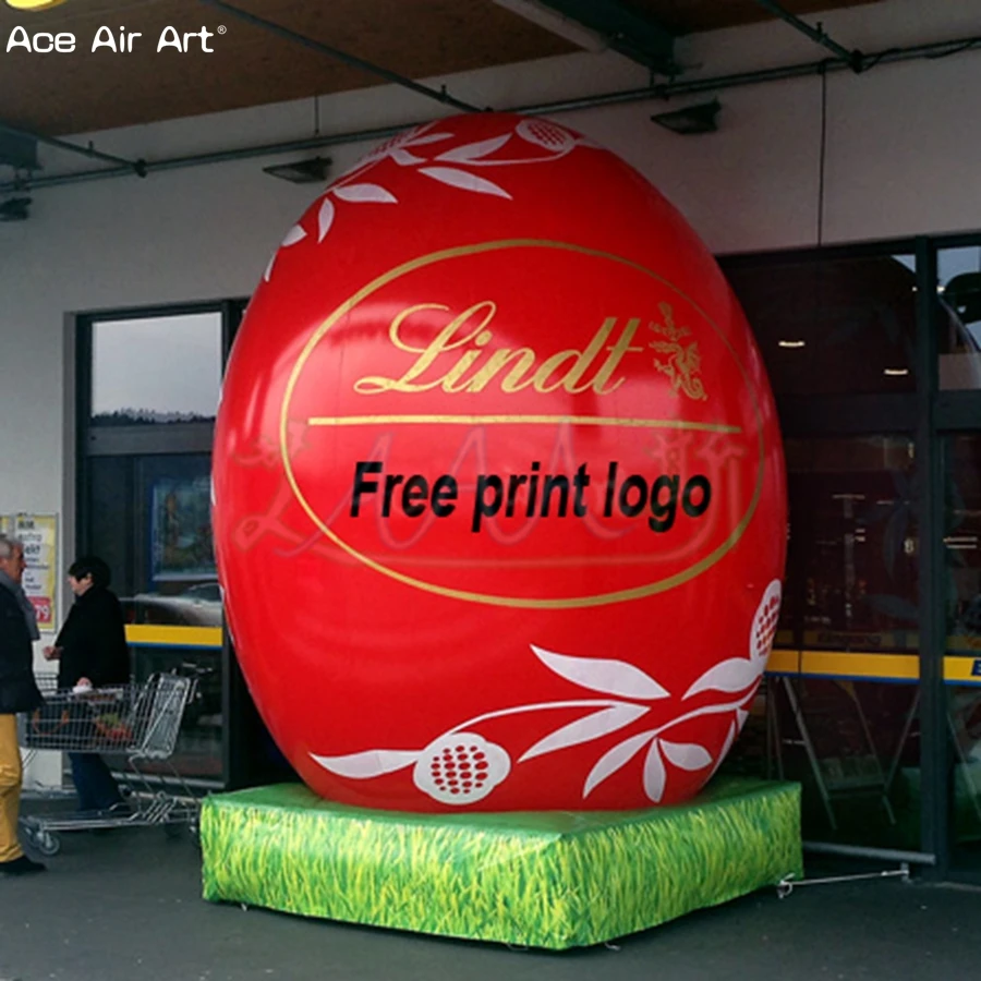 Free standing Free printing easter egg inflatable egg balloon with your advertising logo and squar base and blower