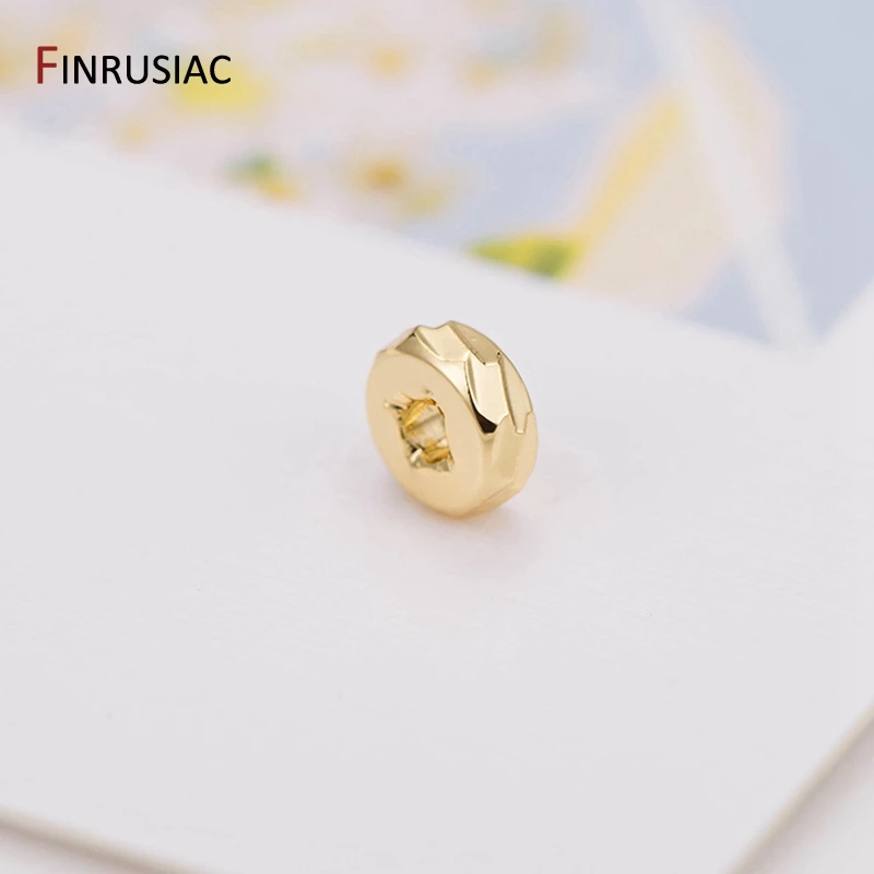 14K vergoldete Kupfermetall-Abstandsperlen (4,6 mm) für die Schmuckherstellung, handgefertigte DIY-Armbänder, Perlenzubehör