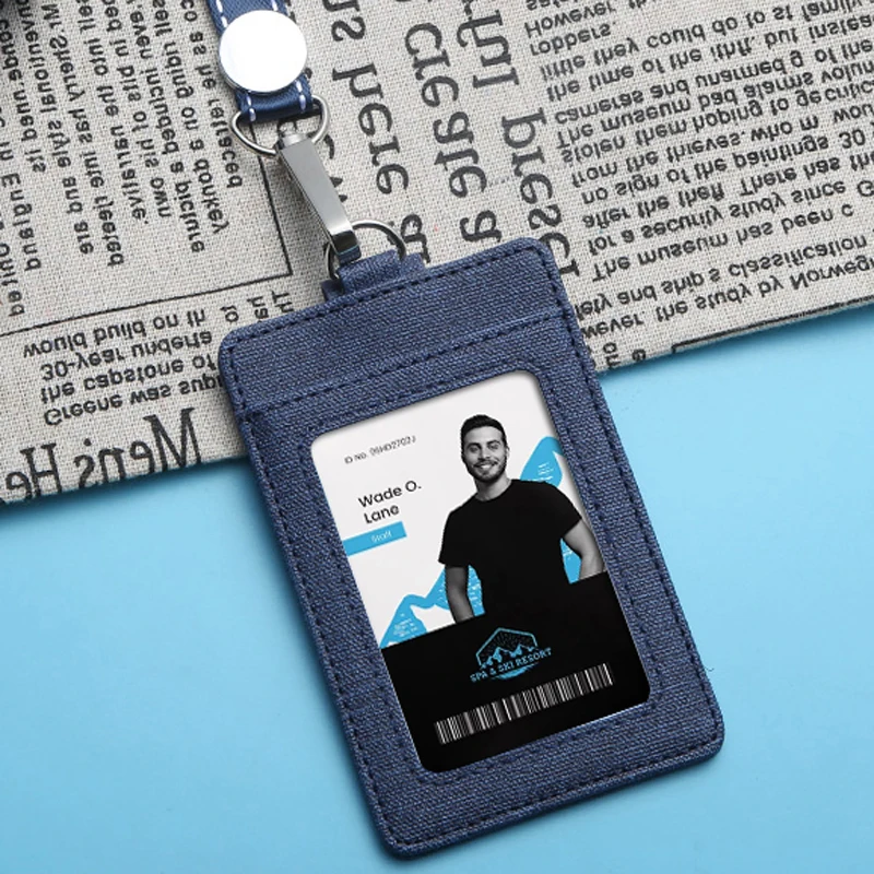 2020new ID Card Holder PU Leather Neck Strap High Quality Passport Employee 3 Pockets Badge For Student Nurse (standard size)