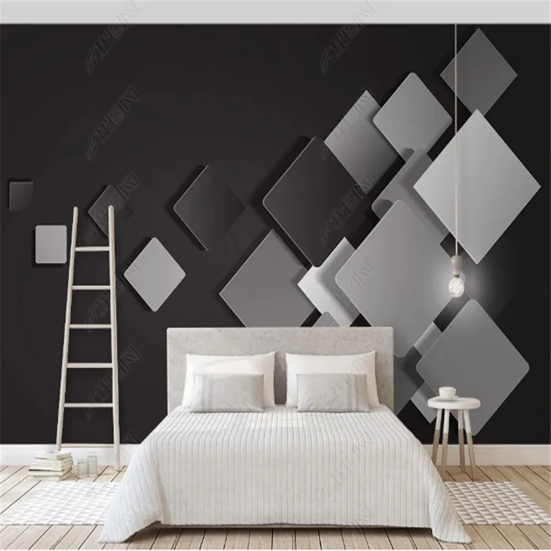 3D Abstract Geometric Folding Nordic Wallpaper for Living Room Technology Sense Background Wall Papers Home Decor Gray  Murals