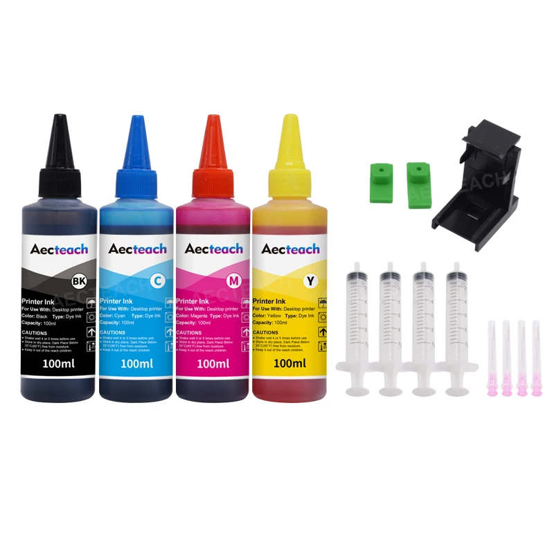 Aectech-nouveau Kit de recharge d'encre pour imprimante, pour Epson, Canon, HP, Brother, CISS, bouteille d'encre, colorant, 100ML