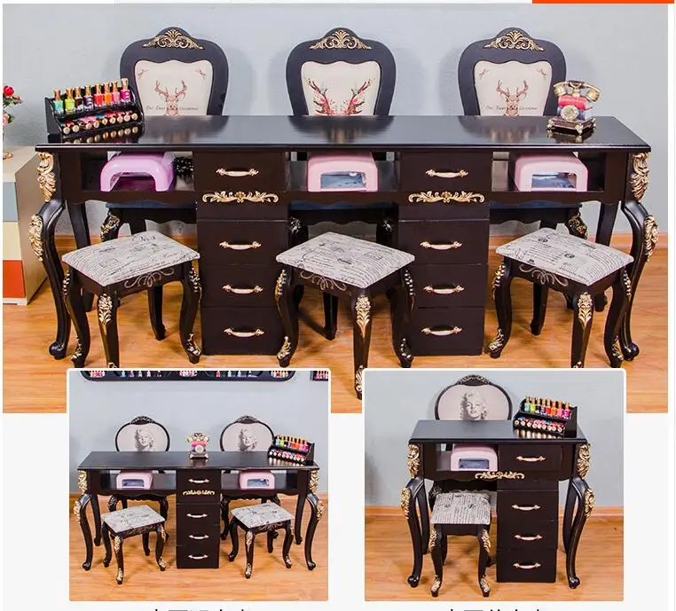 New American retro manicure table and chair set