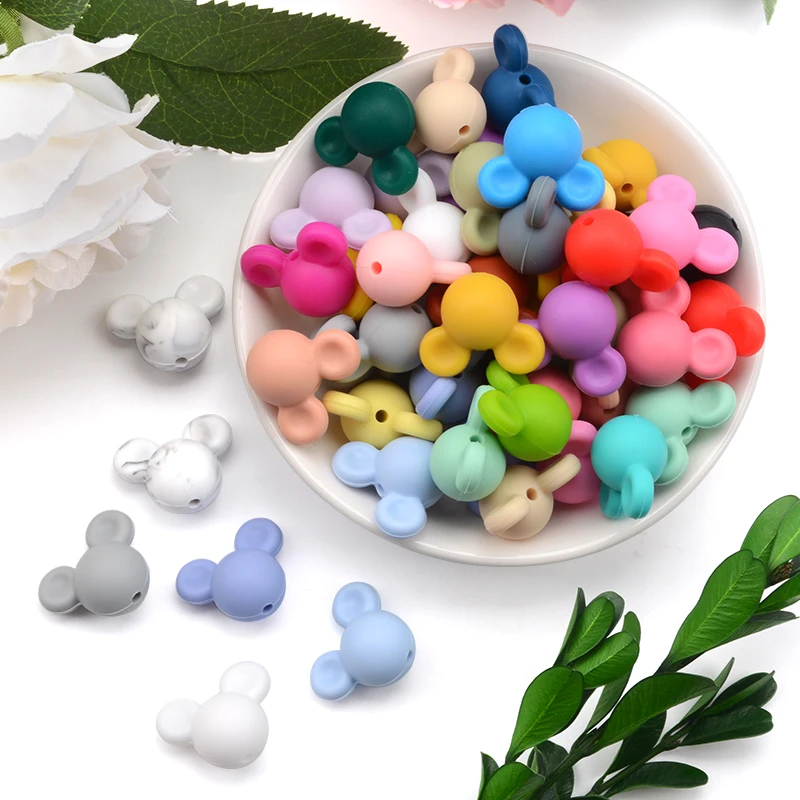 LOFCA 10 teile/los Maus Silikon Perlen Baby Beißring Spielzeug Weiche Kauen Zahnen BPA Frei DIY Charme Halskette Food Grade Schmuck – Detail 13