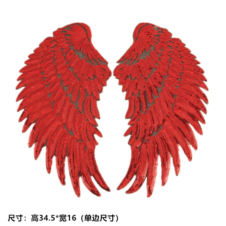 Large Wings Iron On Patches For Clothing Sequins Biker Badge Embroidery Fabric Sequined Patch Clothes Stickers Strange things